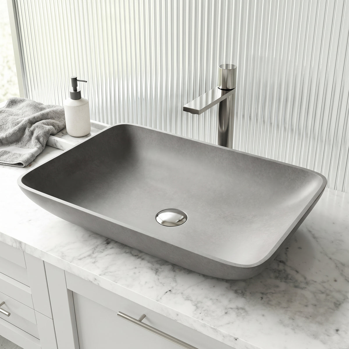 Gothic Gray Concreto Stone Vessel Bathroom Sink