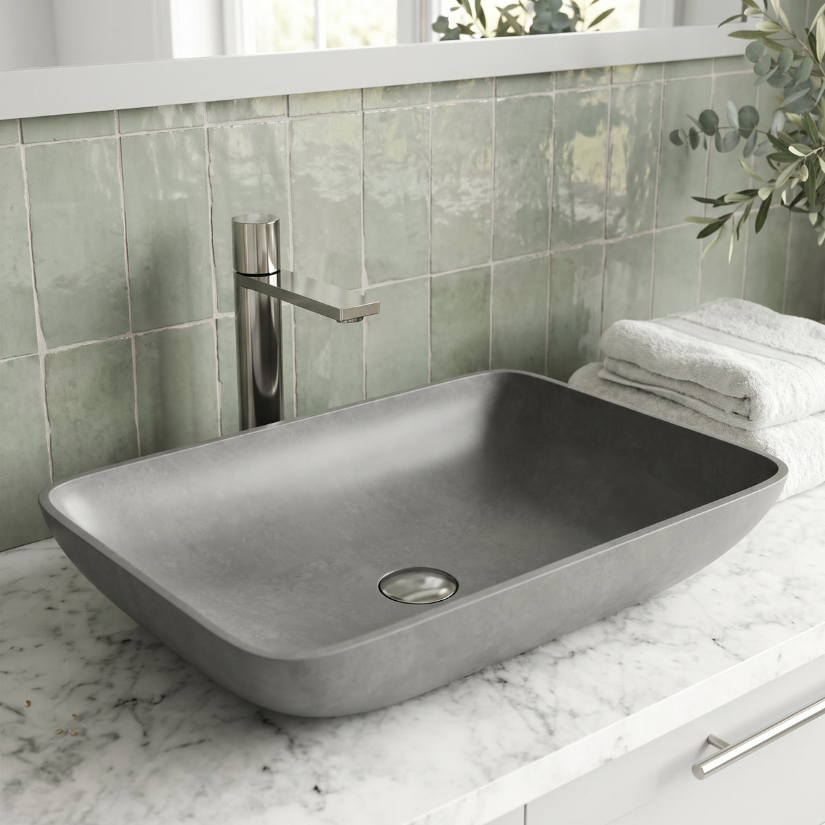 Gothic Gray Concreto Stone Vessel Bathroom Sink