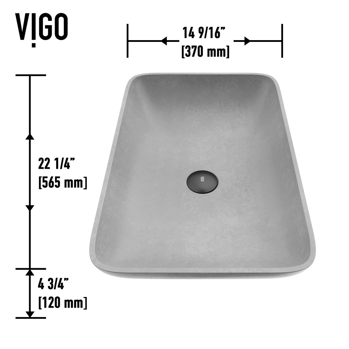 Gothic Gray Concreto Stone Vessel Bathroom Sink