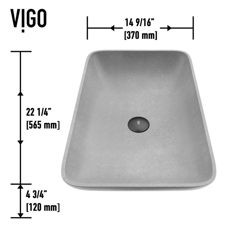 Gothic Gray Concreto Stone Vessel Bathroom Sink
