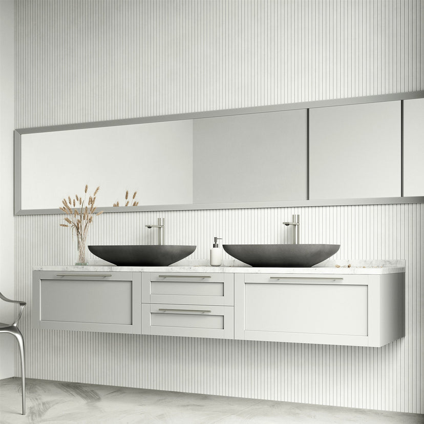 Rectangular concrete vessel sink with commercial use approval