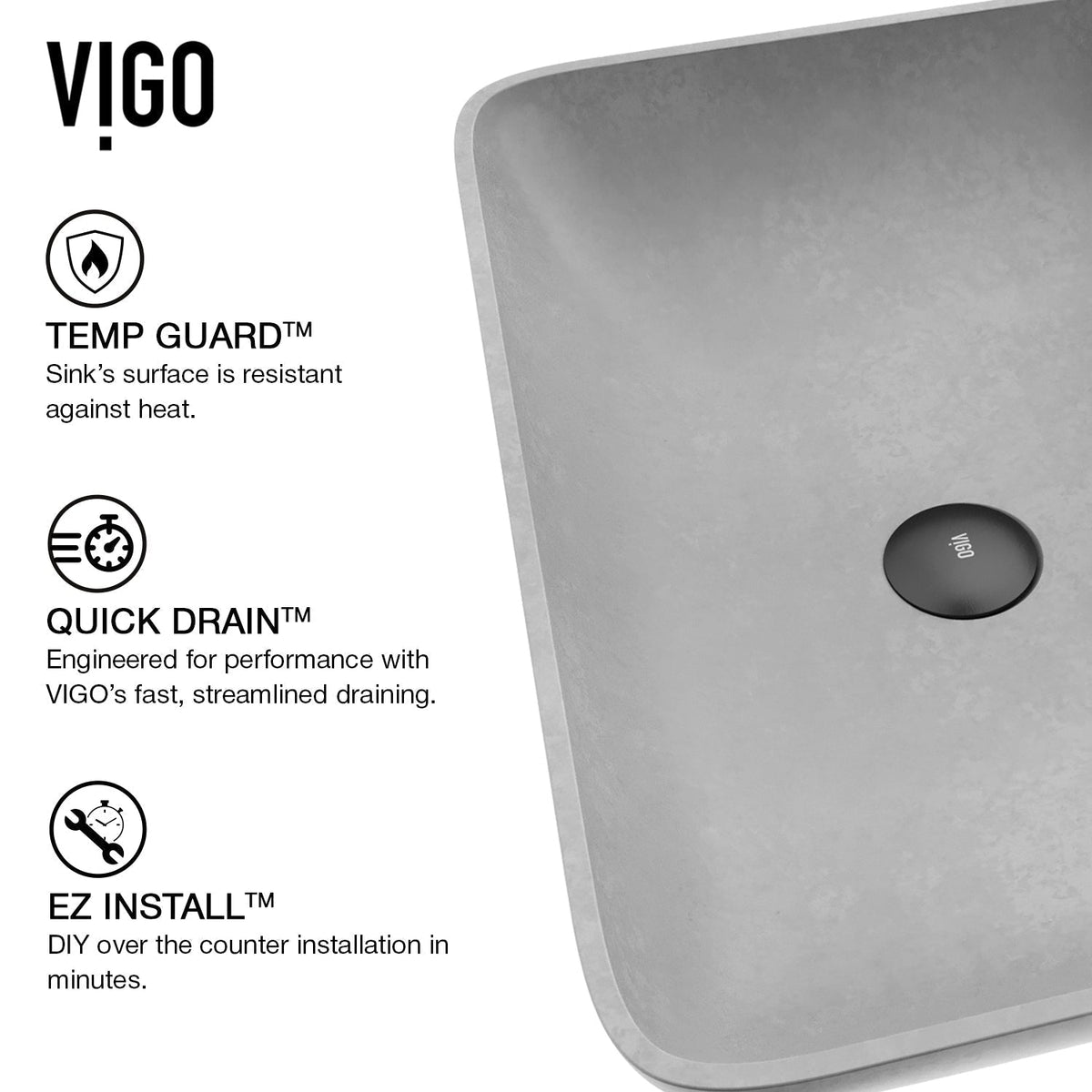 Bathroom sink in gray concrete, handmade and scratch resistant