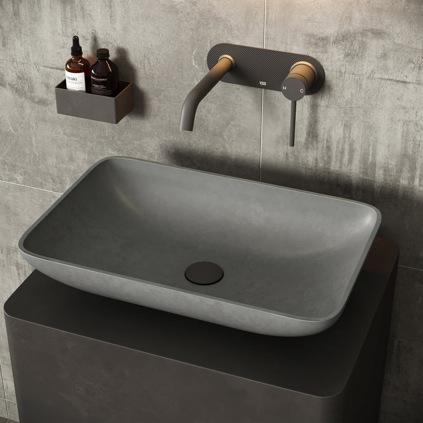 Gothic Gray Concreto Stone Vessel Bathroom Sink