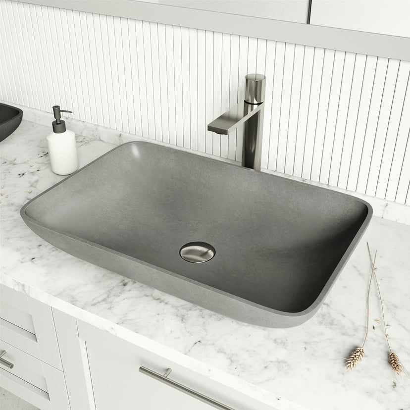 Gothic Gray Concreto Stone Vessel Bathroom Sink