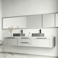 Modern contemporary square bathroom sink in gray concrete, 5-inch height