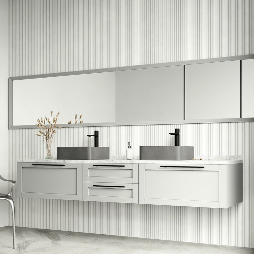 Modern contemporary square bathroom sink in gray concrete, 5-inch height