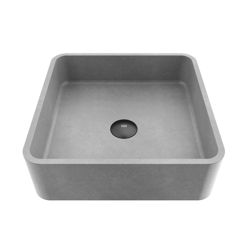 Gray vessel sink with 5-inch height, ideal for modern bathrooms