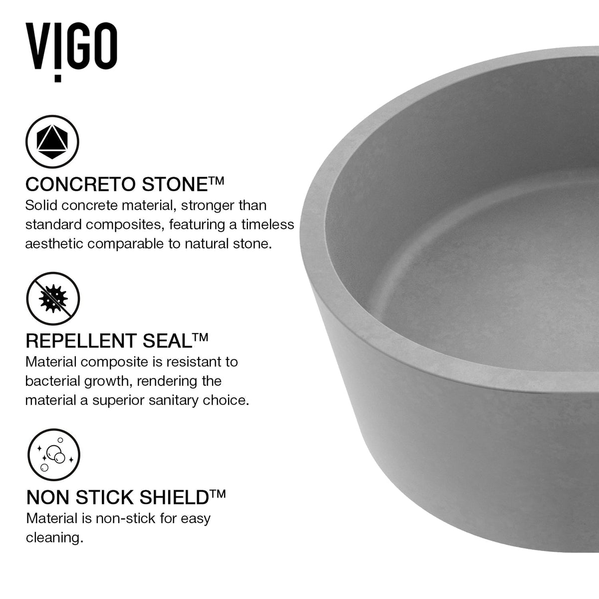 Gray concrete oval sink vessel style for modern bathroom design