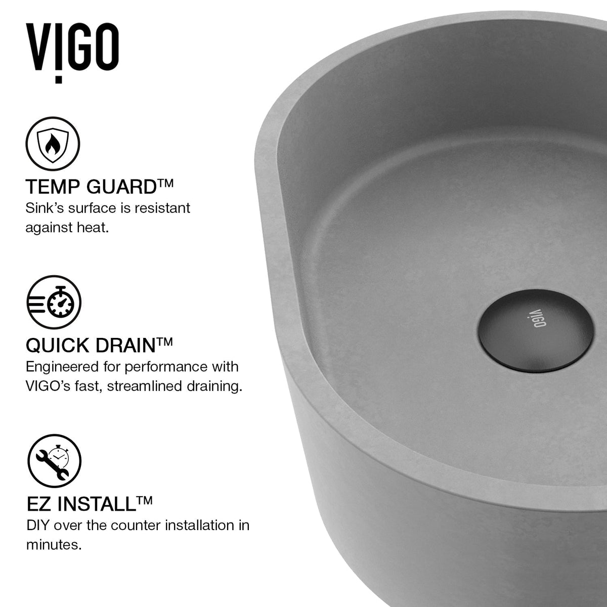 Oval vessel sink gray finish concrete material contemporary bathroom sink