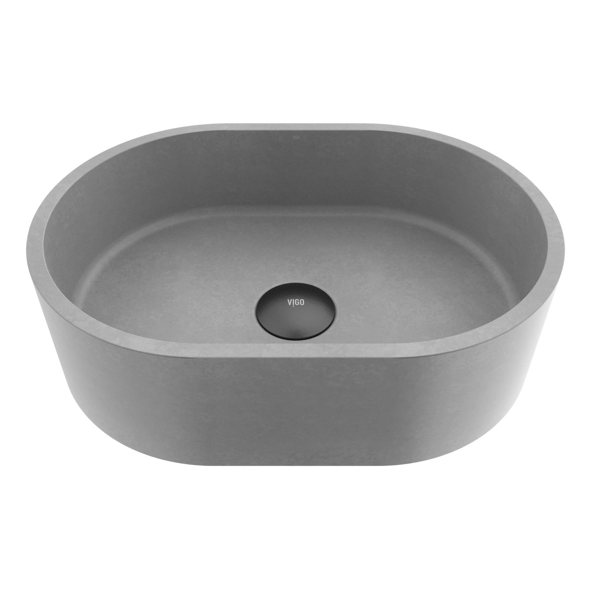 Rust resistant oval vessel sink gray concrete modern bathroom fixture