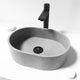 Gray oval concrete sink vessel installation handmade scratch resistant