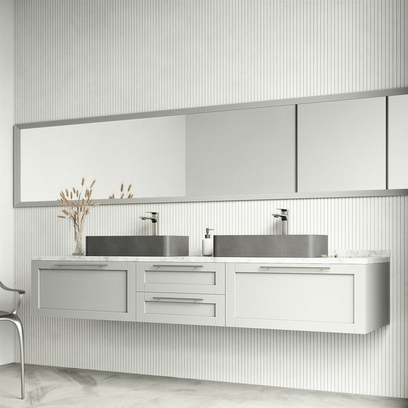 Modern rectangular bathroom sink in gray concrete, 5-inch assembled height