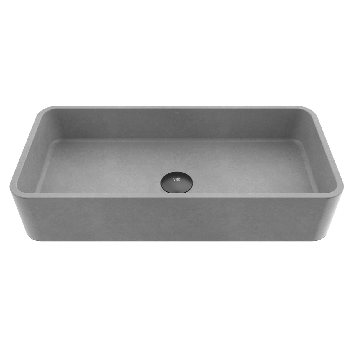 Gray vessel sink with 5-inch height, rectangular shape for contemporary bathrooms