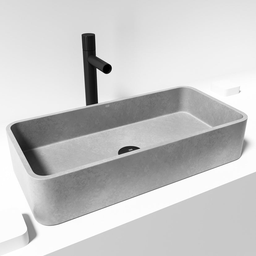Rust-resistant concrete sink in rectangular shape, ideal for modern spaces