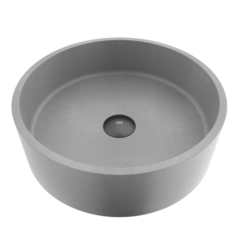 Rust resistant round vessel sink gray concrete modern design
