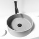 Gray round concrete sink vessel installation handmade with scratch resistant finish