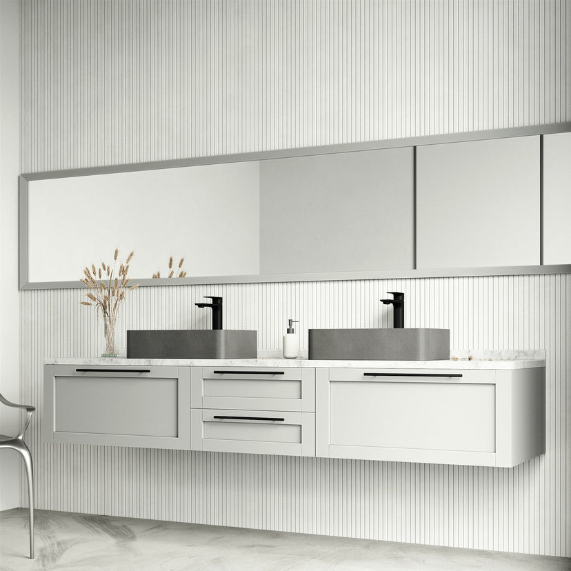 Modern contemporary rectangular bathroom sink in gray concrete, 5-inch height