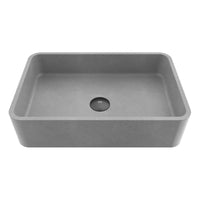 Gray vessel sink with 5-inch height, rectangular design for contemporary bathrooms