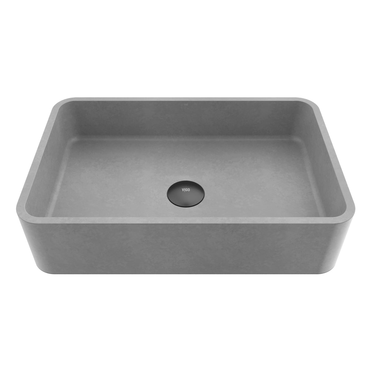 Gray vessel sink with 5-inch height, rectangular design for contemporary bathrooms