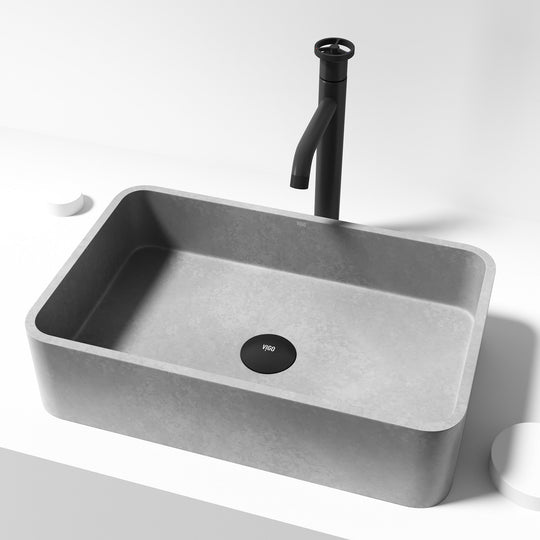Scratch-resistant concrete sink in rectangular shape, ideal for modern spaces