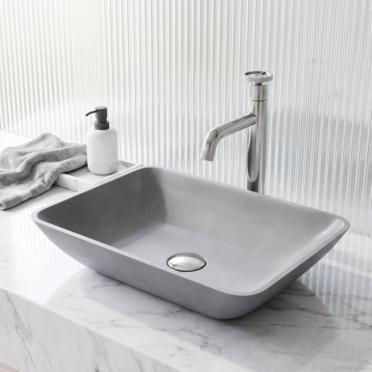 Gothic Gray Concreto Stone Vessel Bathroom Sink