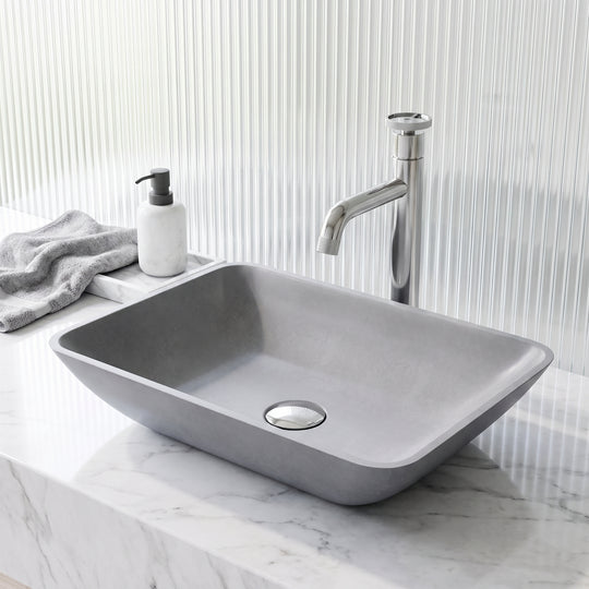 Gothic Gray Concreto Stone Vessel Bathroom Sink