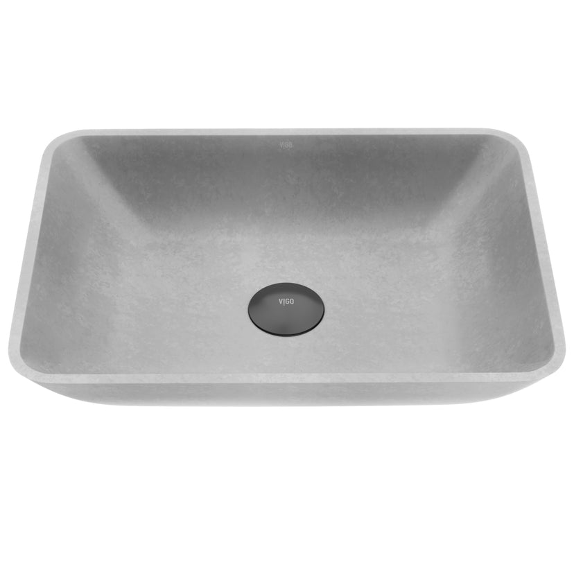 Gray concreto stone vessel sink rectangular shape for bathroom fade proof