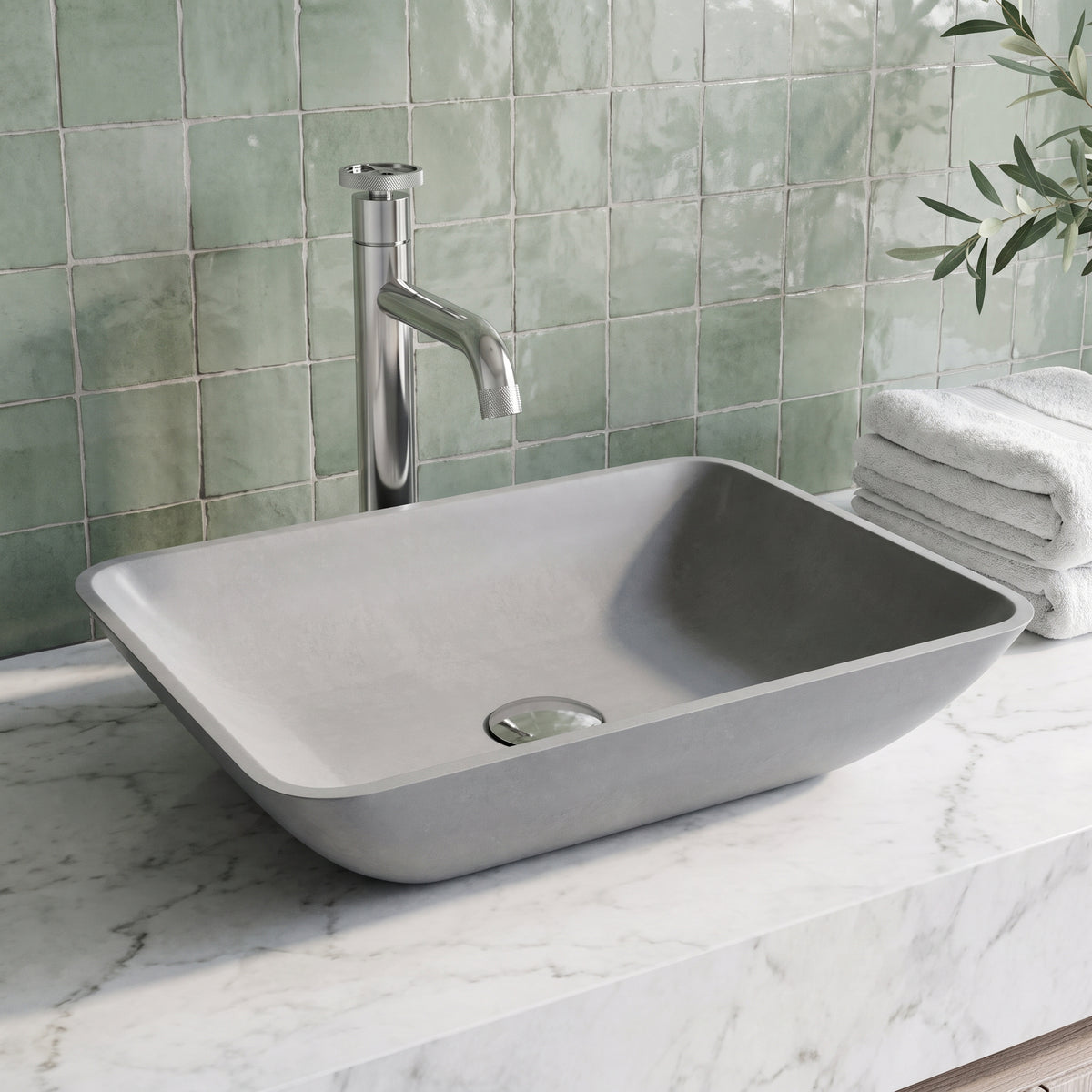 Gothic Gray Concreto Stone Vessel Bathroom Sink