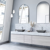 Handmade concrete vessel sink gray finish rectangular modern design scratch resistant