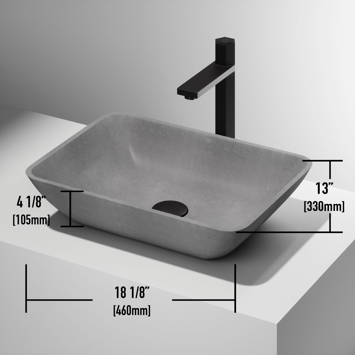 Gothic Gray Concreto Stone Vessel Bathroom Sink