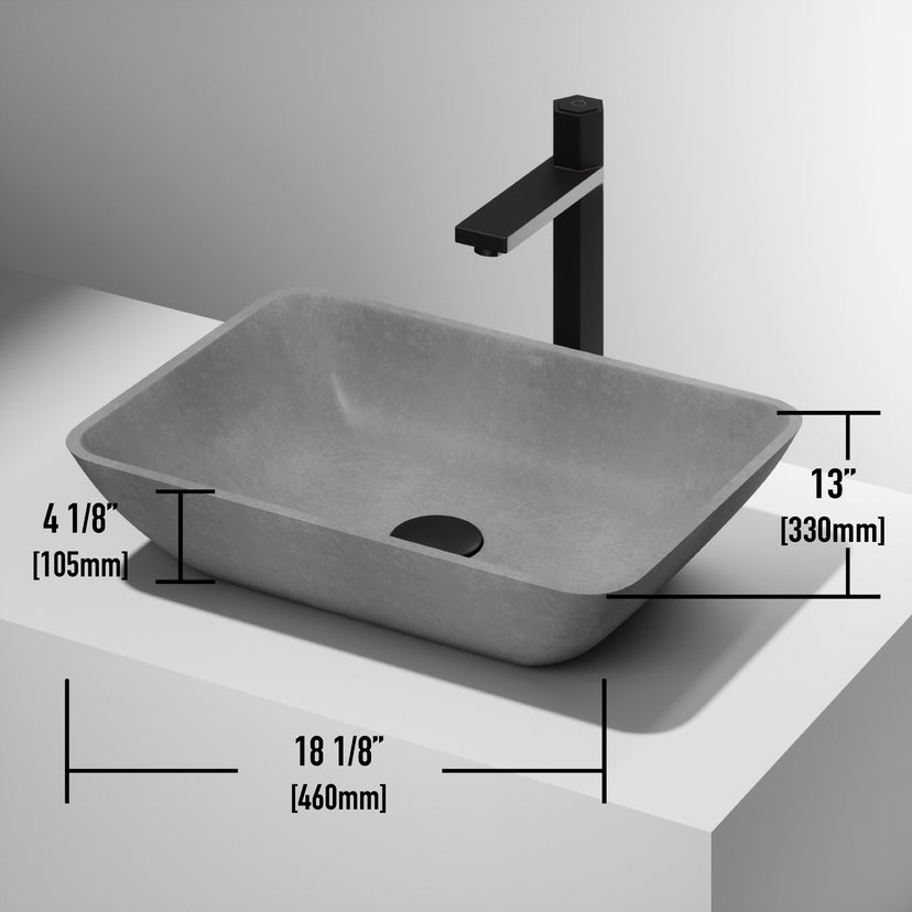 Gothic Gray Concreto Stone Vessel Bathroom Sink
