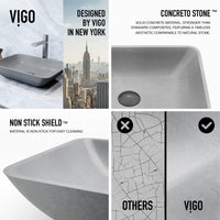 Gothic Gray Concreto Stone Vessel Bathroom Sink