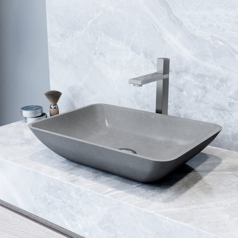 Gothic Gray Concreto Stone Vessel Bathroom Sink