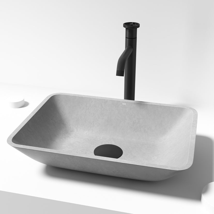 Gothic Gray Concreto Stone Vessel Bathroom Sink