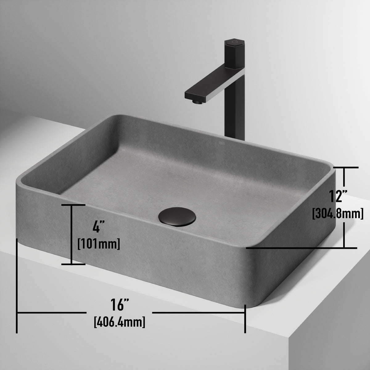Meridian Rectangular Concreto  Stone™ Vessel Sink