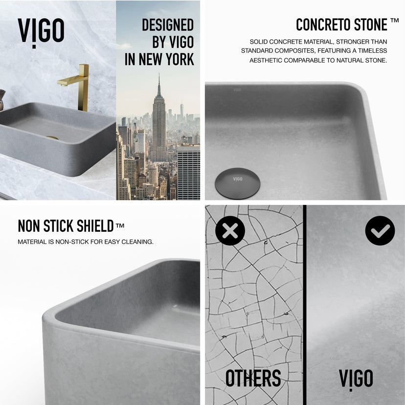 Scratch resistant gray concrete sink for contemporary bathrooms