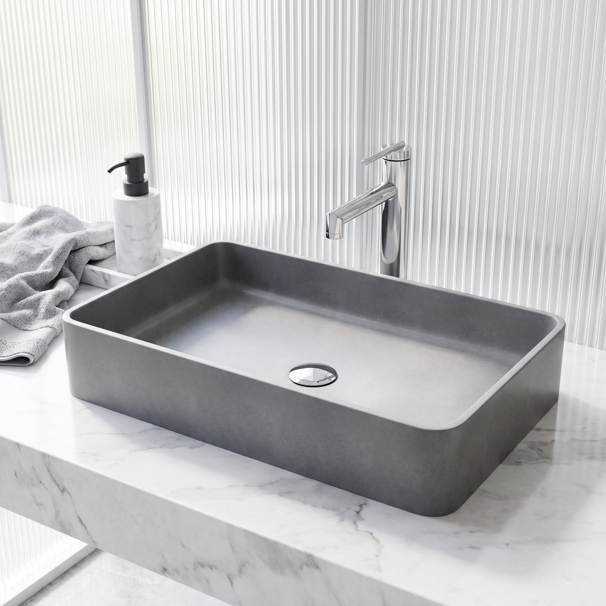 Meridian Rectangular Concreto Stone™ Vessel Sink