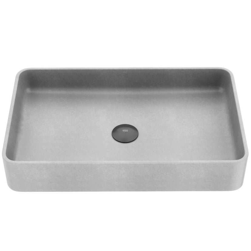 Contemporary gray concrete sink with fade resistant finish