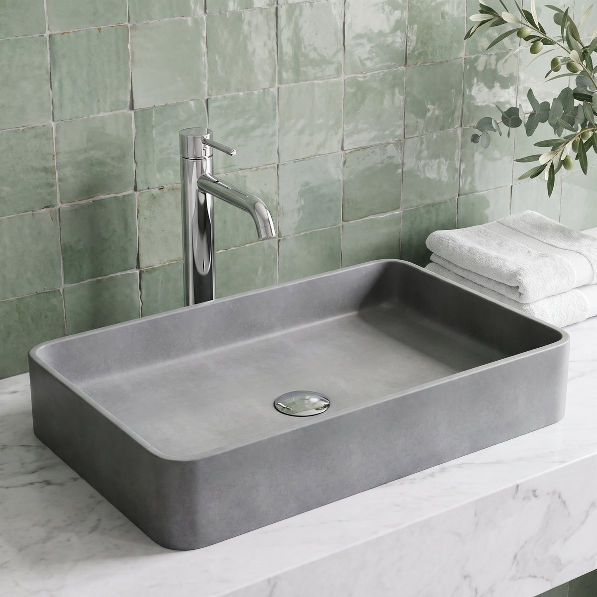 Meridian Rectangular Concreto Stone™ Vessel Sink