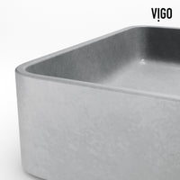 Gray concreto stone vessel sink with handmade finish