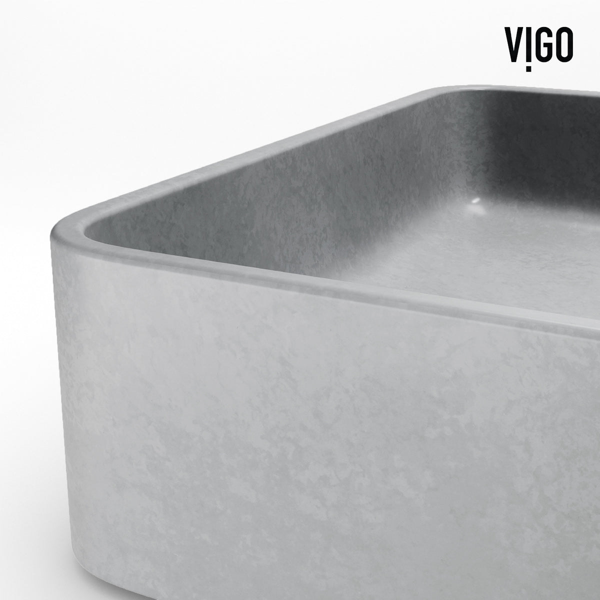 Gray concreto stone vessel sink with handmade finish