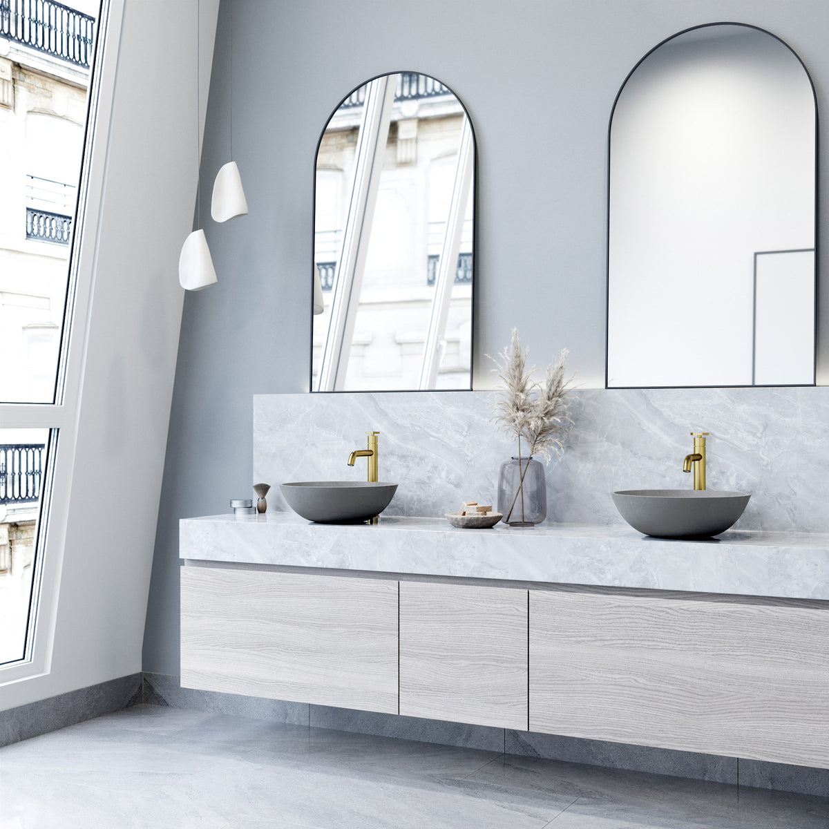 Gothic Gray Concreto Stone Vessel Bathroom Sink