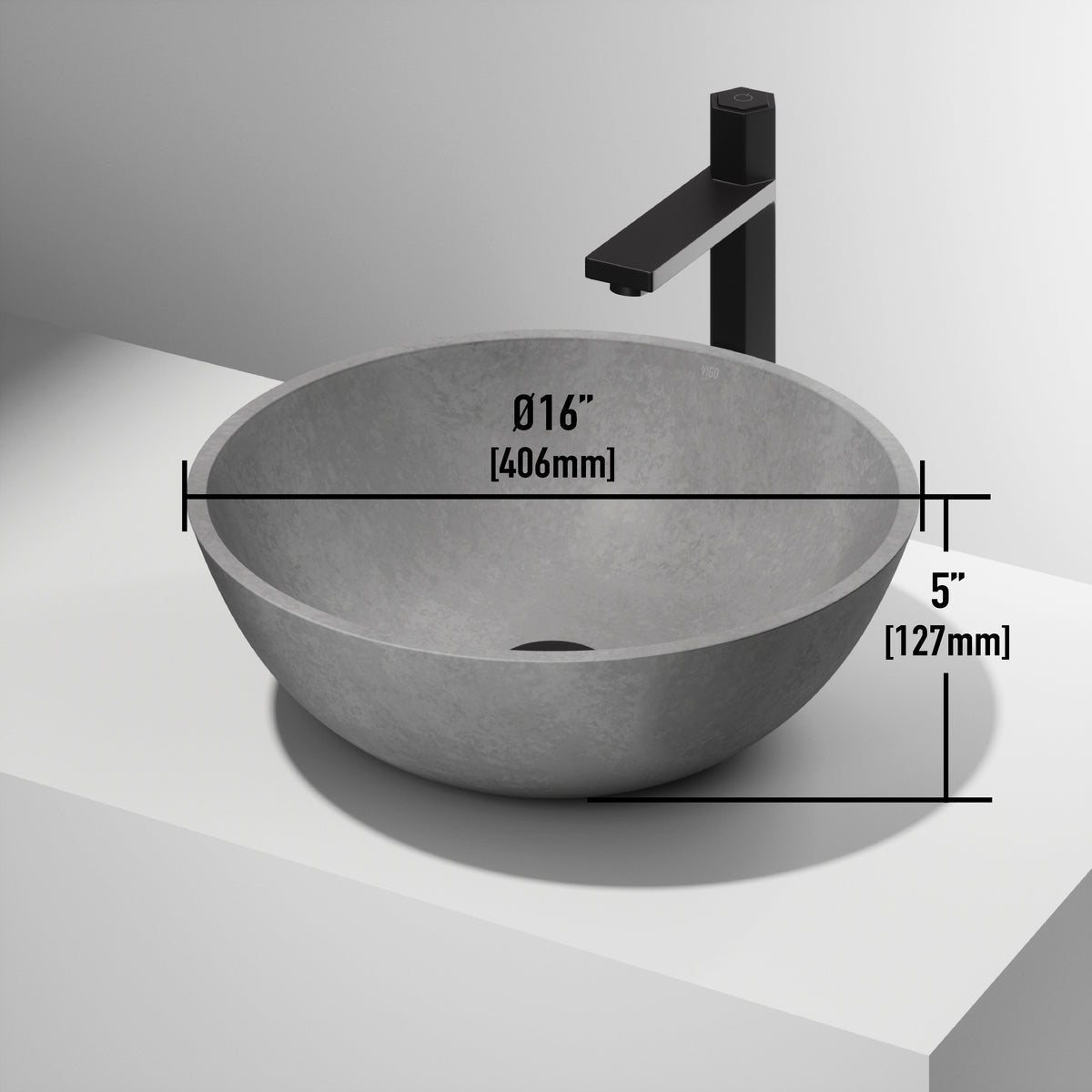 Gothic Gray Concreto Stone Vessel Bathroom Sink