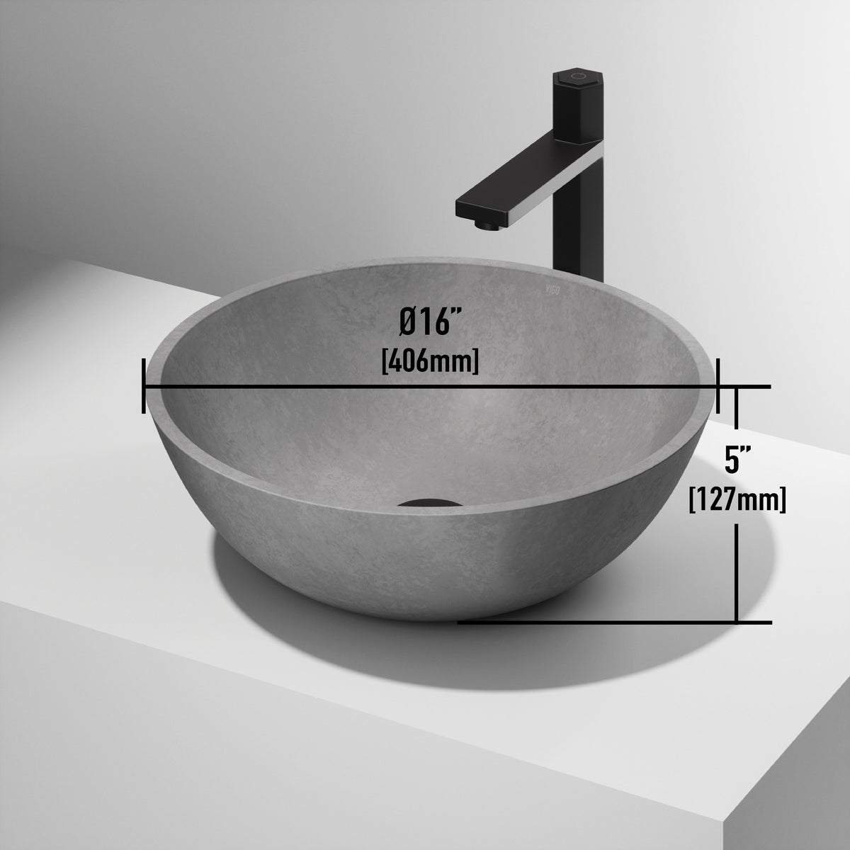 Gray concreto stone vessel sink with handmade craftsmanship