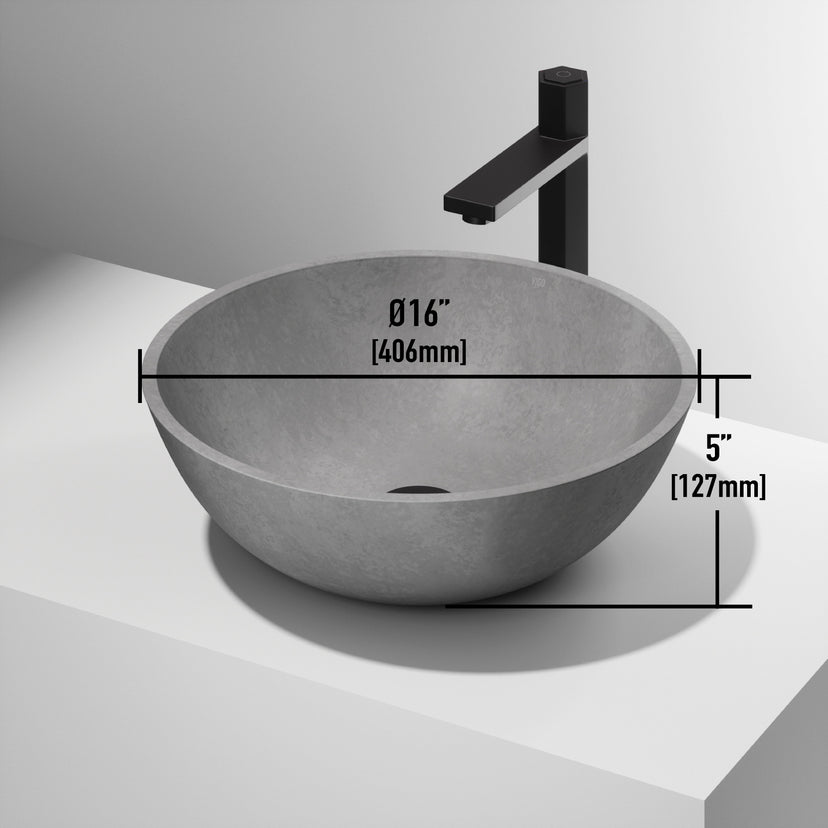 Gray concreto stone vessel sink with handmade craftsmanship