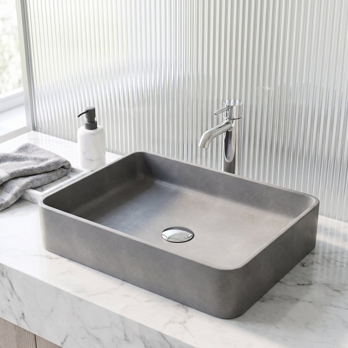 Meridian Rectangular Concreto Stone™ Vessel Sink