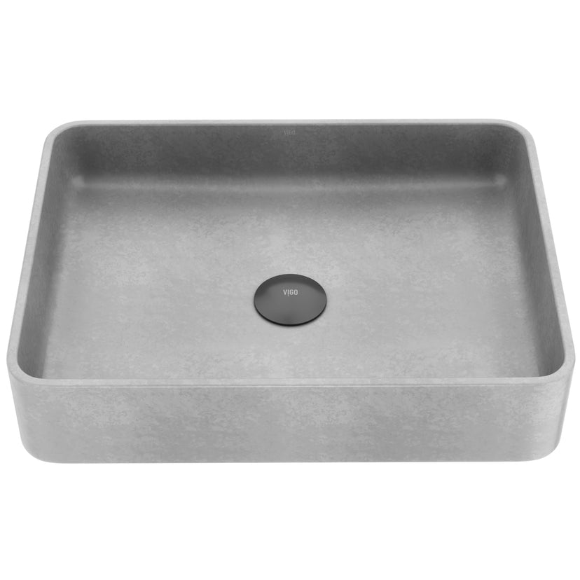 Contemporary gray concrete sink with fade resistant finish