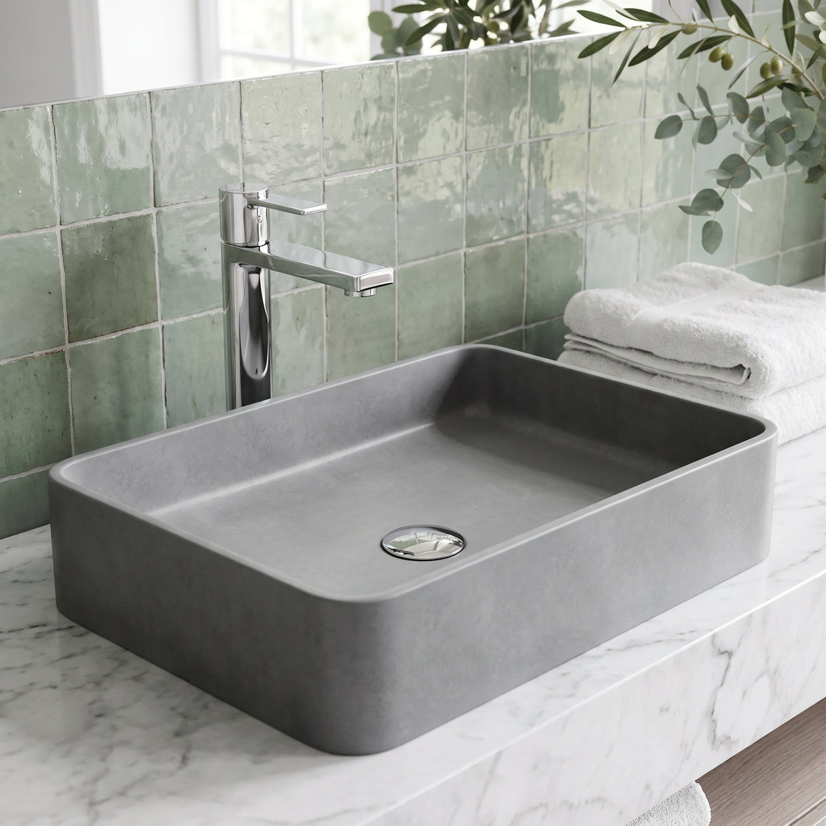 Meridian Rectangular Concreto Stone™ Vessel Sink