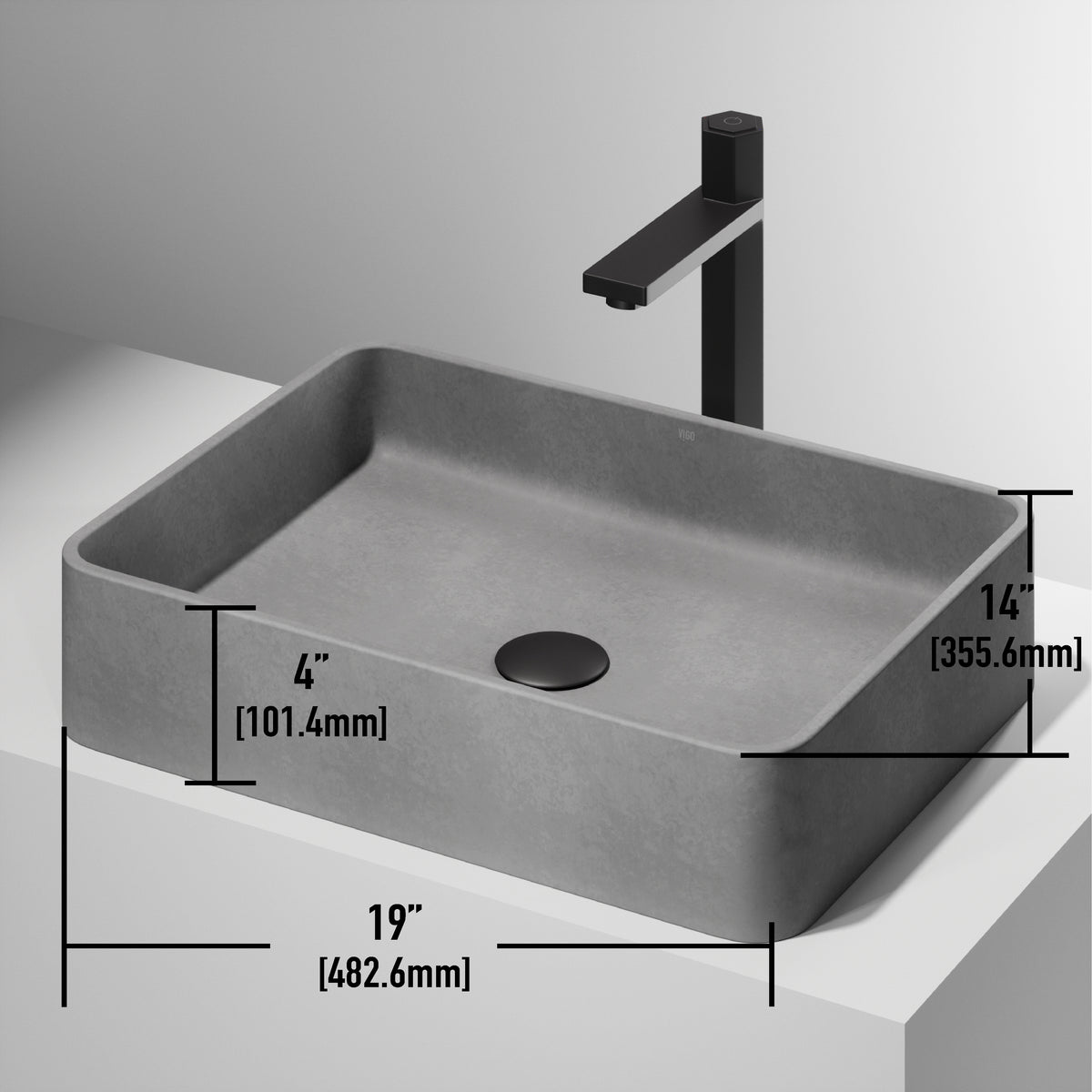 Meridian Rectangular Concreto Stone™ Vessel Sink