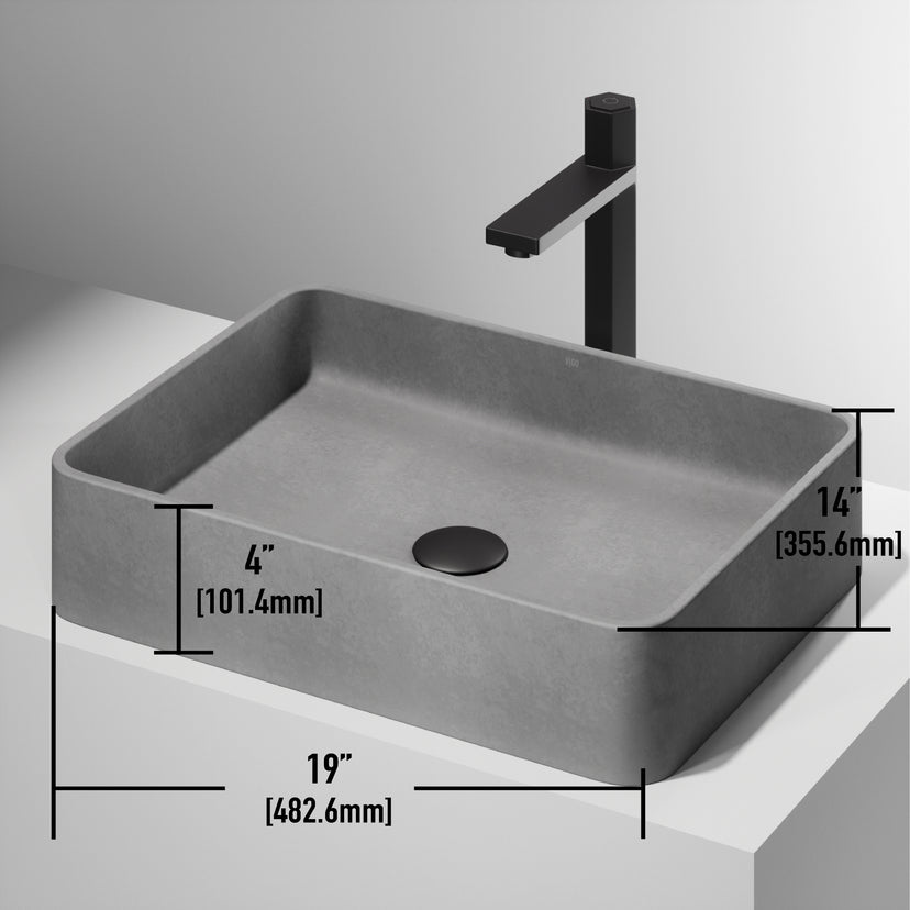 Meridian Rectangular Concreto Stone™ Vessel Sink